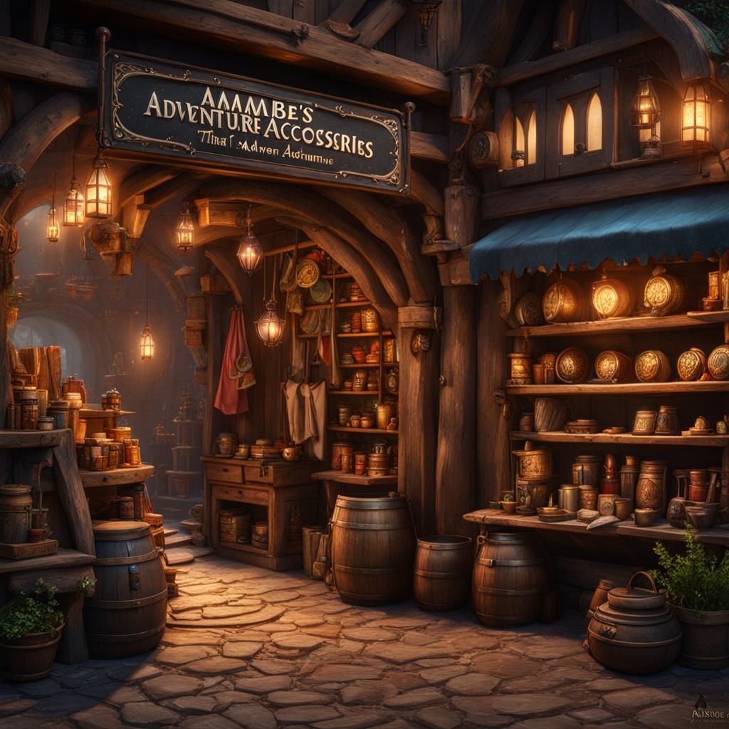 Fantasy Medieval Adventure Shop in Detailed Matte Painting