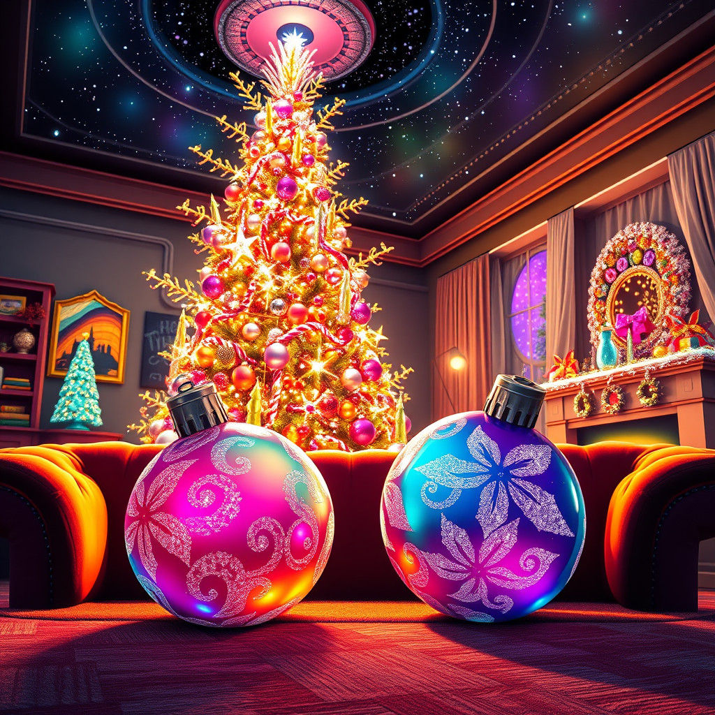 Whimsical Christmas Wonderland in Neon Dreamscape