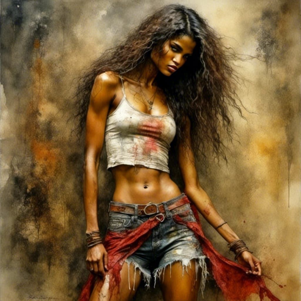 Boho Woman in Watercolour Style by Luis Royo