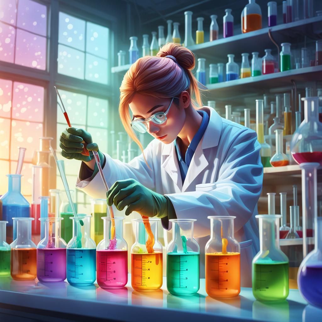 Domestic Scientist in Home Laboratory: Digital Art