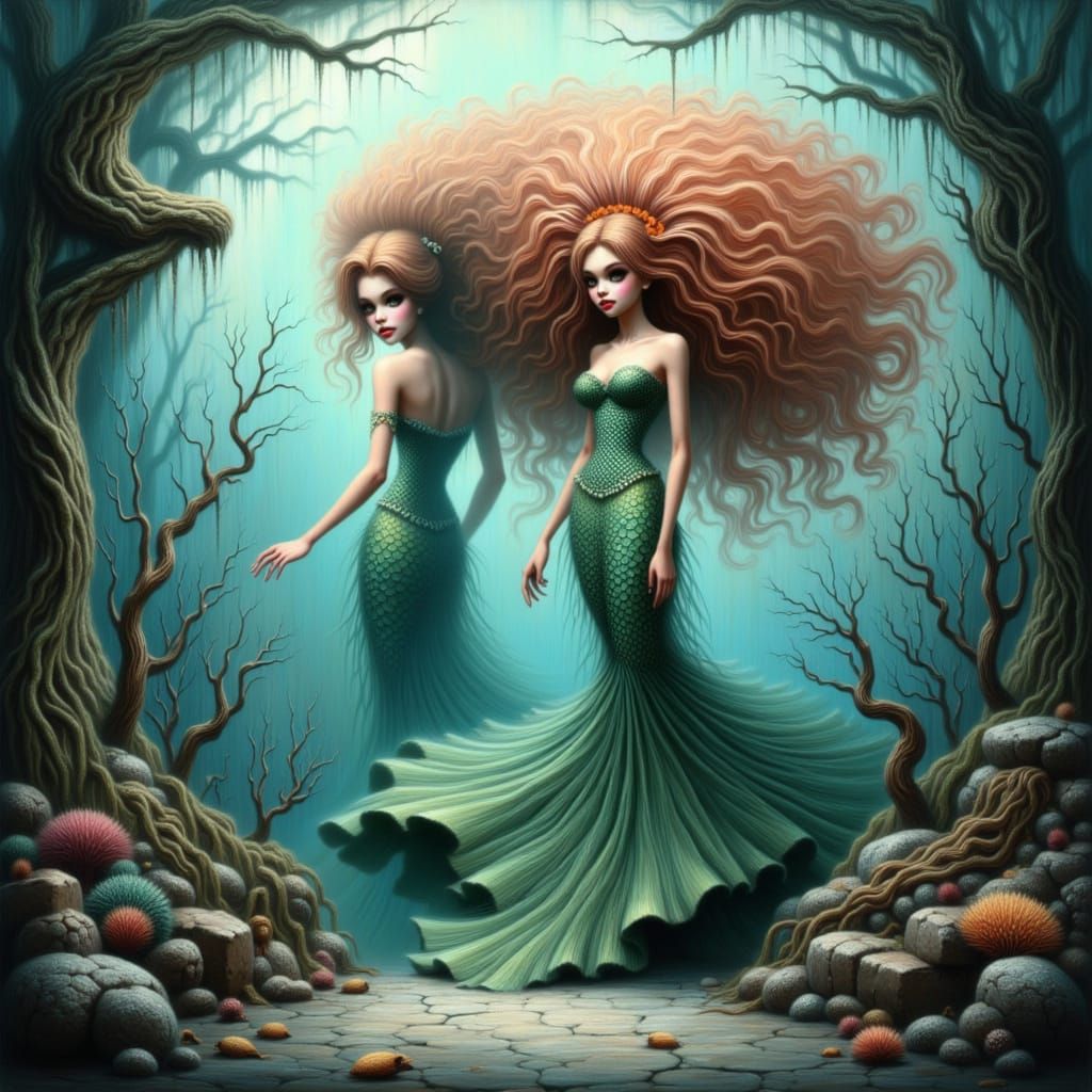 Underwater Mermaid Kingdom in Animated Fantasy Art Style