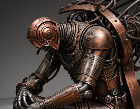 Industrial Junk Sculpture of The Thinker