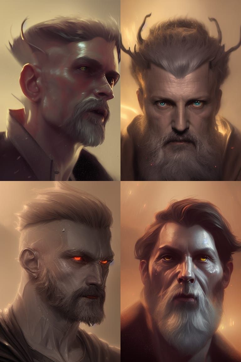 Detailed Portrait of a Grey Wizard in Dark Fantasy Style
