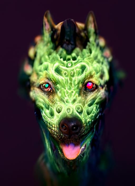 Cosmic Dog-Dragon Head in Renaissance Style