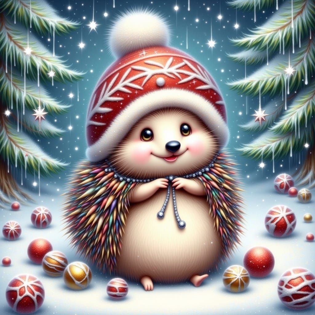Whimsical Fairy Hedgehog in a Winter Wonderland