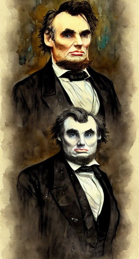 John Candy as Lincoln in Gothic Watercolor Portrait