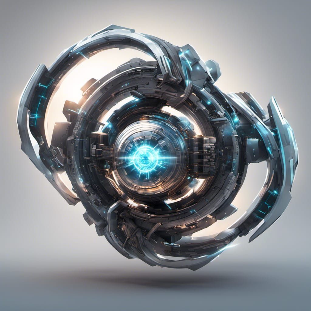 Futuristic Quantum Cannon with Spiraling Quantum Patterns