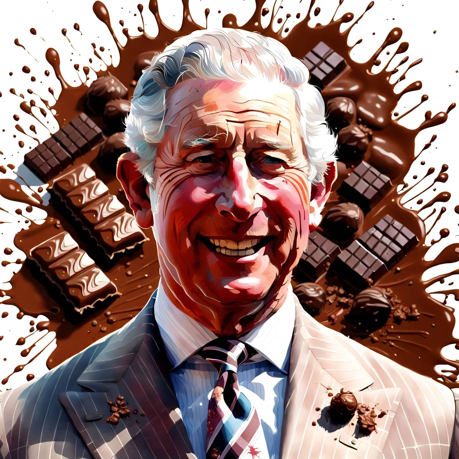 Happy Prince Charles Surrounded by Chocolate