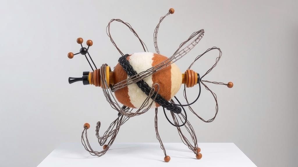Abstract Bumblebee Sculpture in Mixed Media