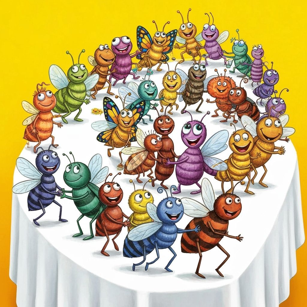Cartoon Bugs Dancing Letkajenkka: Children's Book Illustrati...