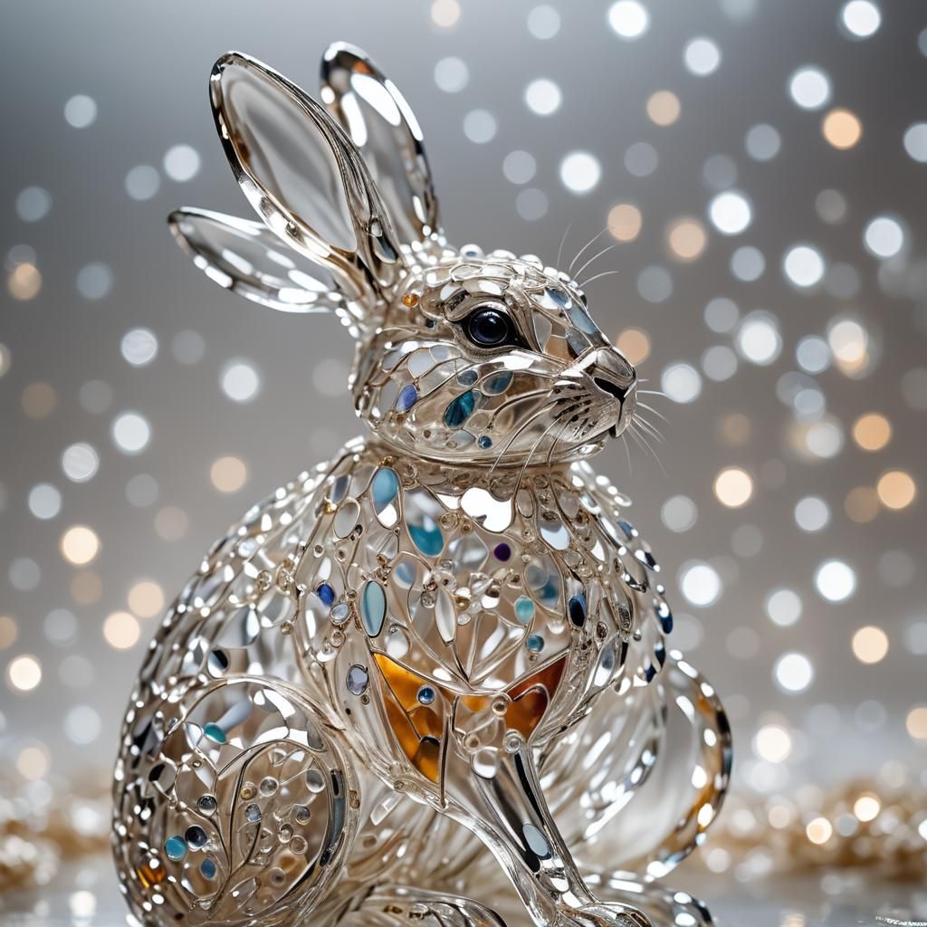Glass Jewelry Rabbit Sculpture: Macrophotography