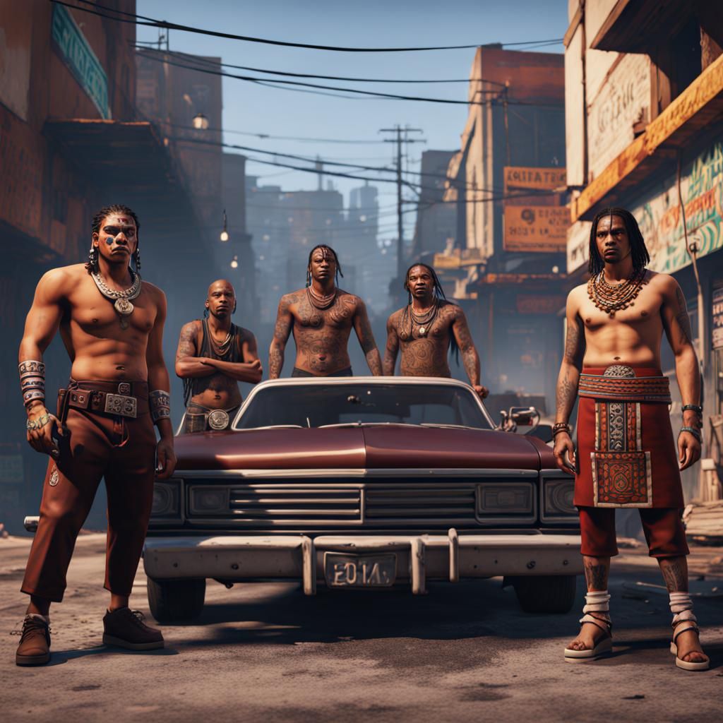 Aztec Street Gang in GTA: Detailed Matte Painting