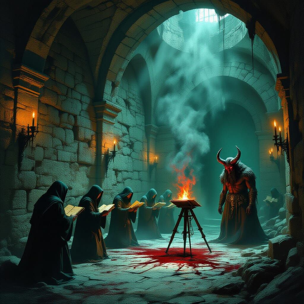 Demonic Summoning in Moldy Crypt, Surrealist Style