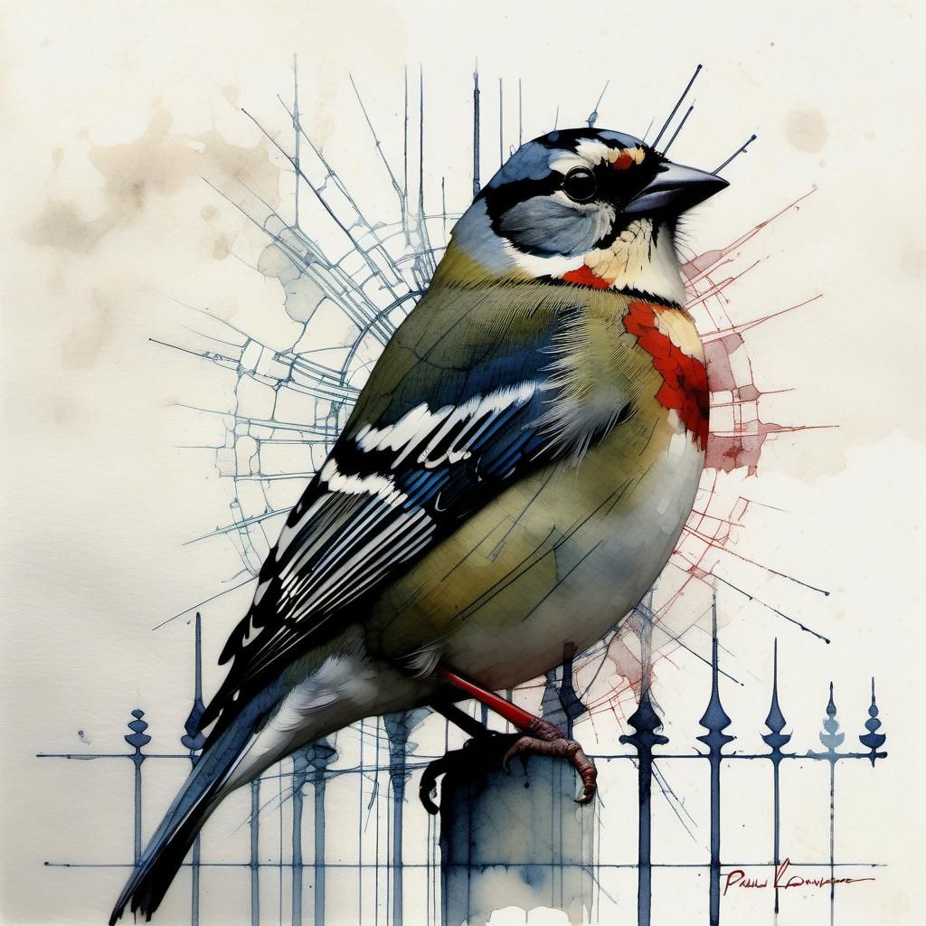 Finch in Temple, Anatomically Correct Bird