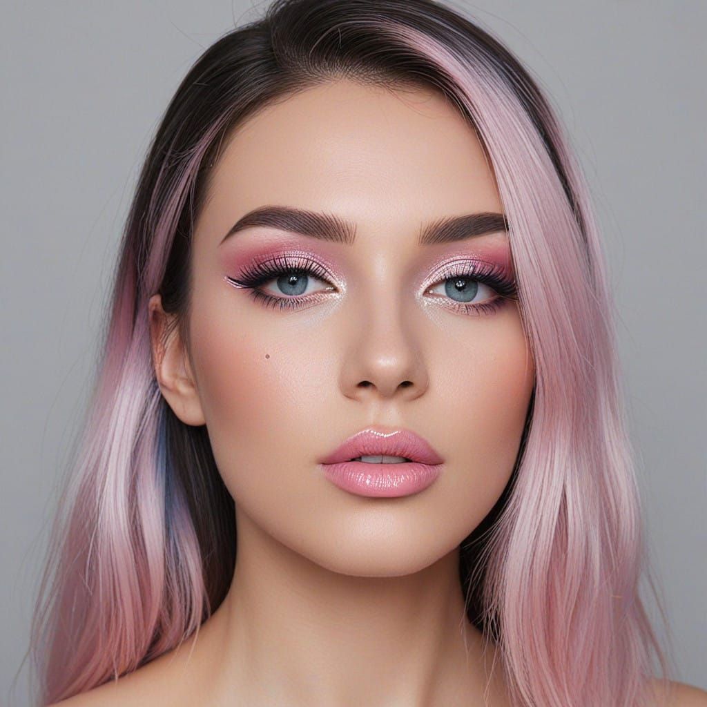 Young Goddess of Vibrant Colors in Spring Forest