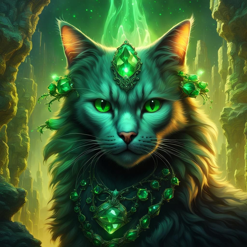 Crystalline Sphynx Cat in Detailed Digital Painting