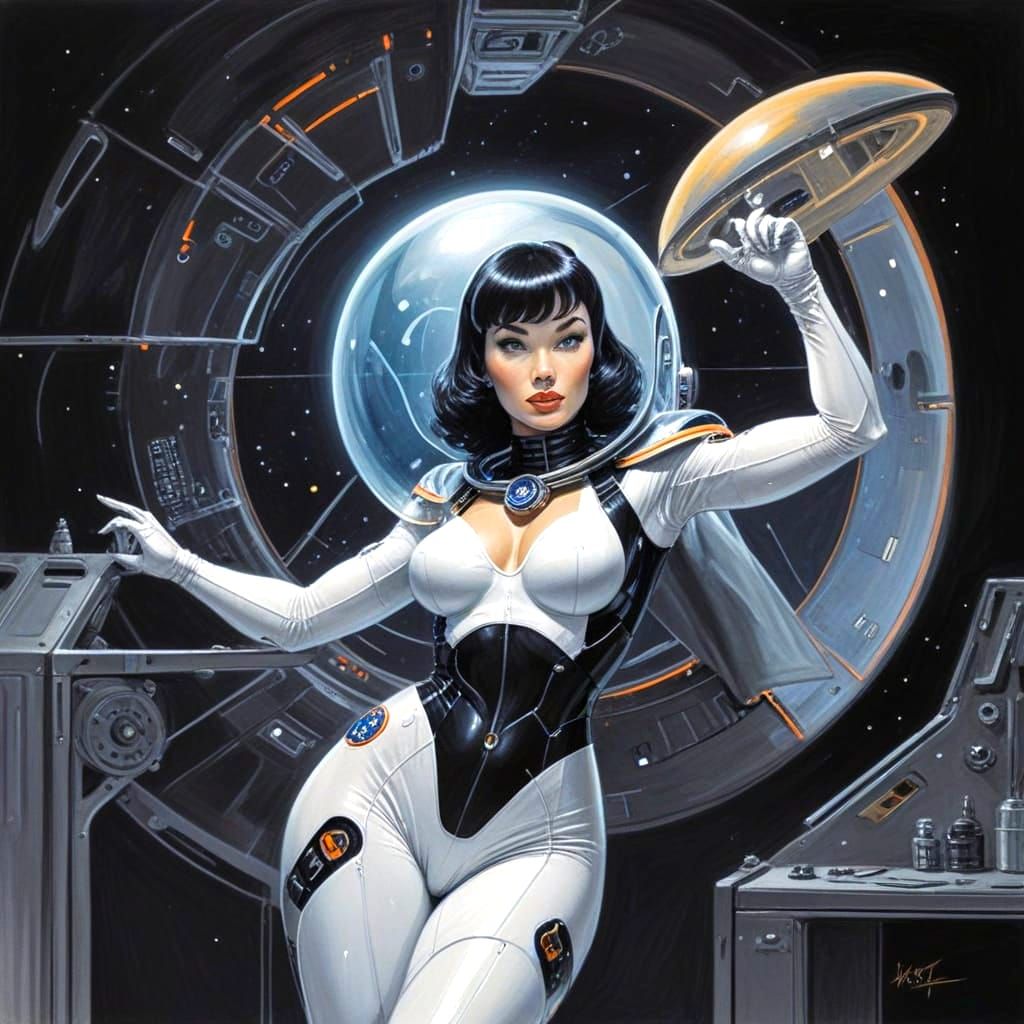 Retro Science Fiction Pin-Up in the Style of Frazetta