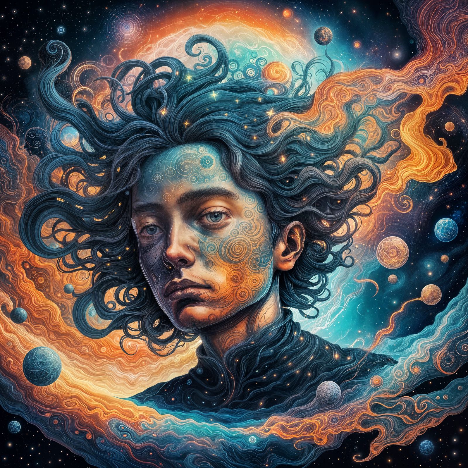 Cosmic Astral Plane Illustration in Mixed Media