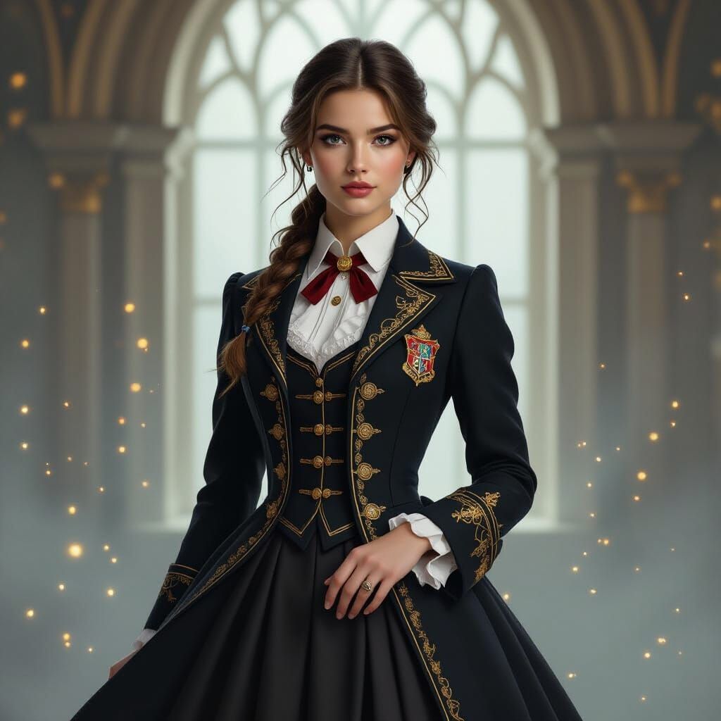 Victorian Hogwarts Student in Mystic Setting