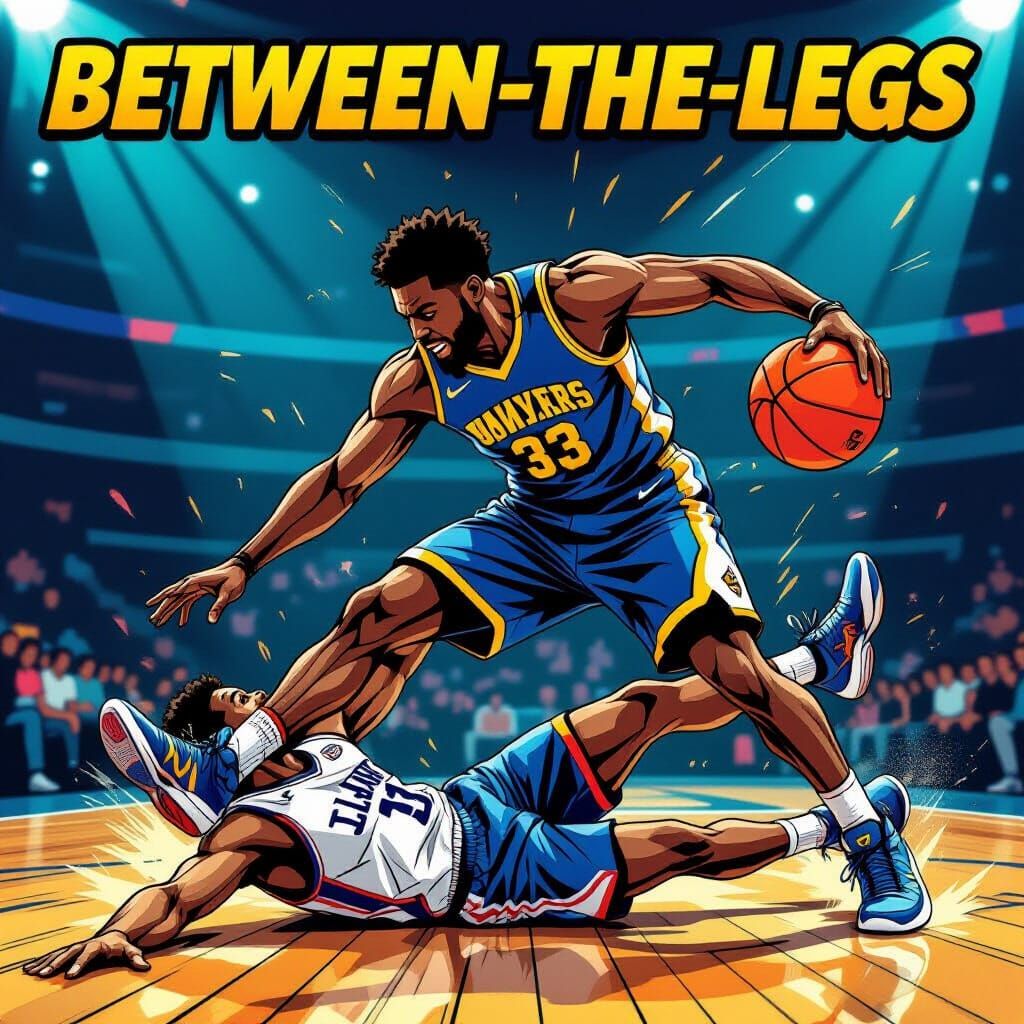 Basketball Player's Crossover Dribble Knocks Opponent Down