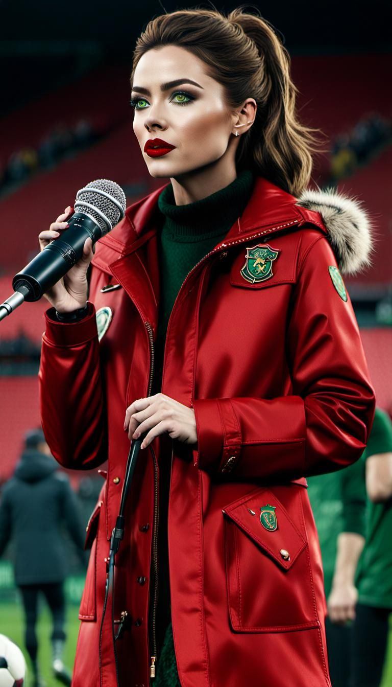 Woman in Slytherin Shirt at Football Game