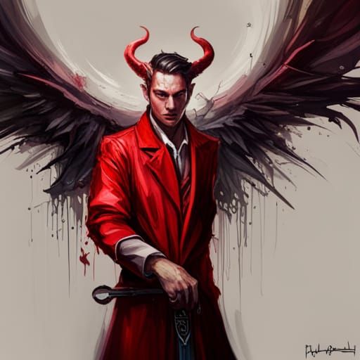 Winged Tiefling Priest in Graffiti Splash Art Style