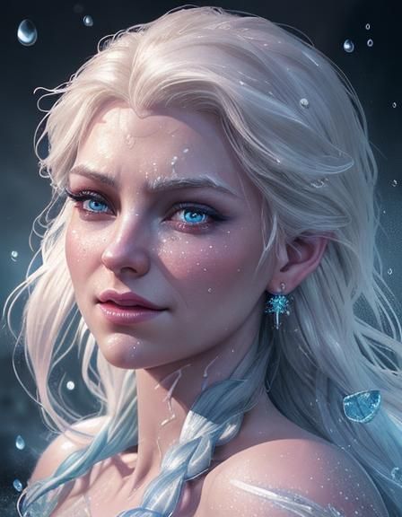 Hyperrealistic Dark Disney Elsa Splash Art