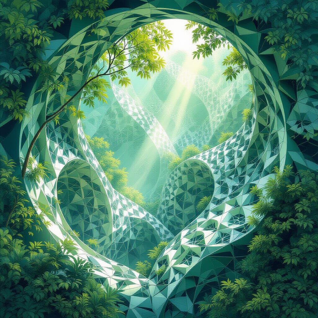 Biophilic Geometric Patterns in Ethereal Light