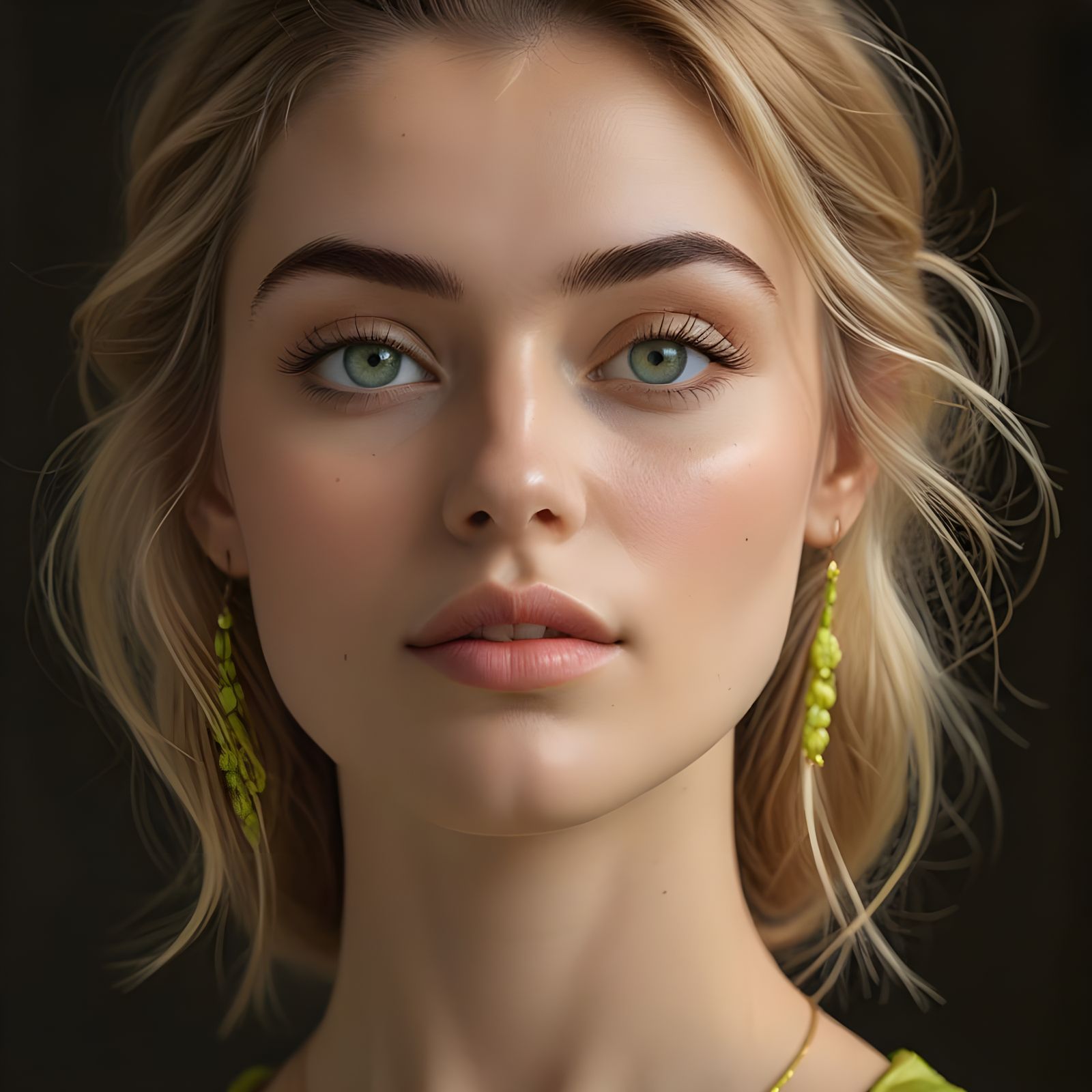 Vintage-Inspired Lime Green Skirt with Black Apron