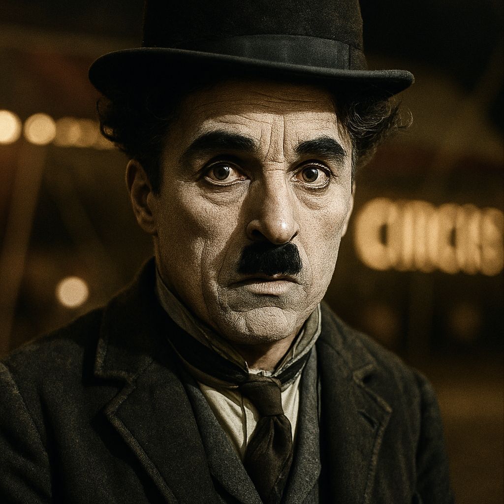 Charlie Chaplin as The Tramp: Hyper-Realistic Circus Portrai...