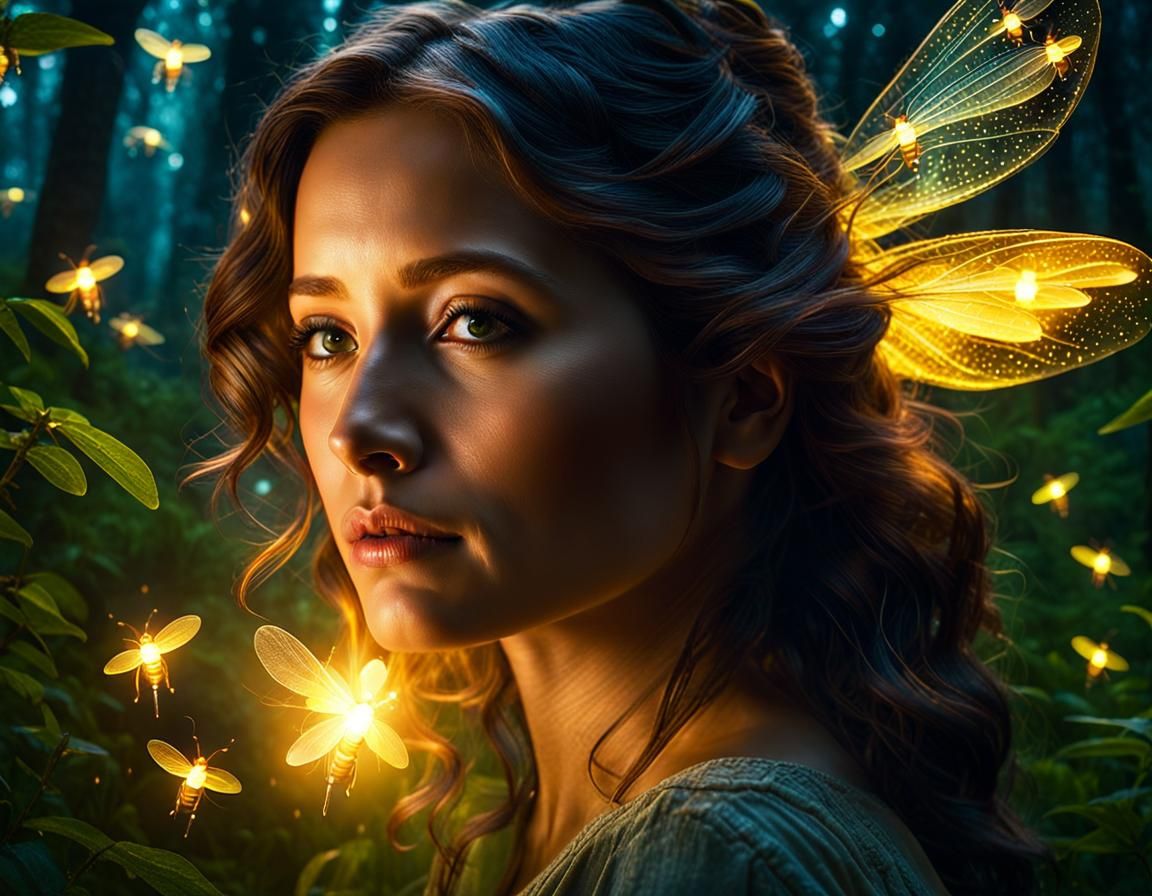 Magical Firefly in Haunted Forest: Digital Matte Painting