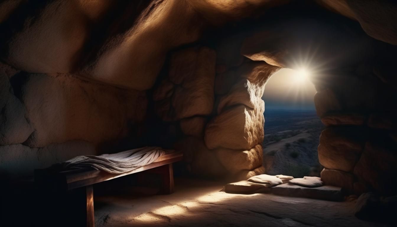 Epic View of Jesus' Empty Tomb in Matte Painting Style