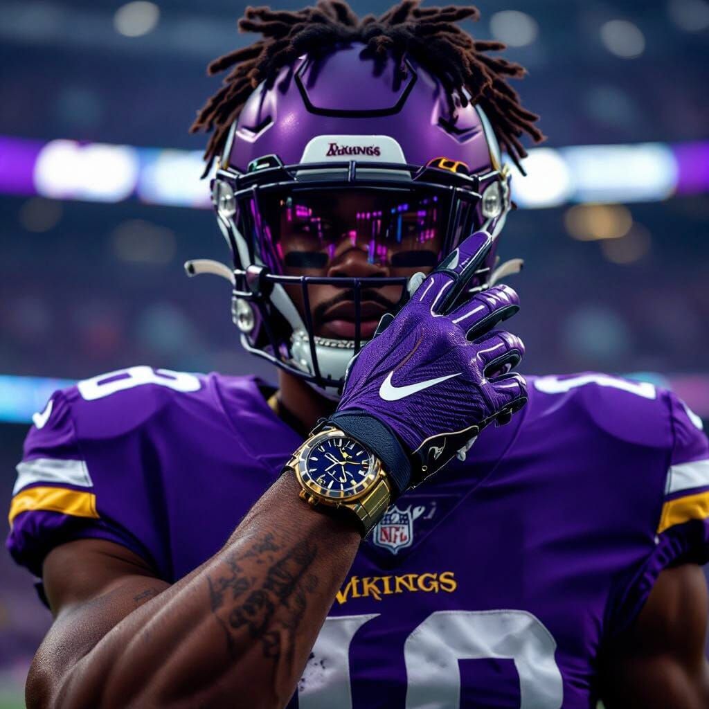 Justin Jefferson Watch Close-Up: Vibrant, Detailed Rendering