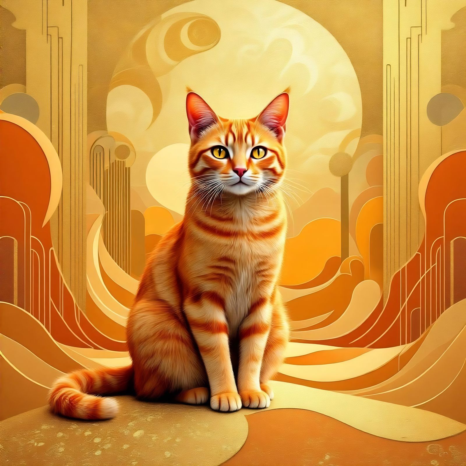 Art Deco Orange Kitty