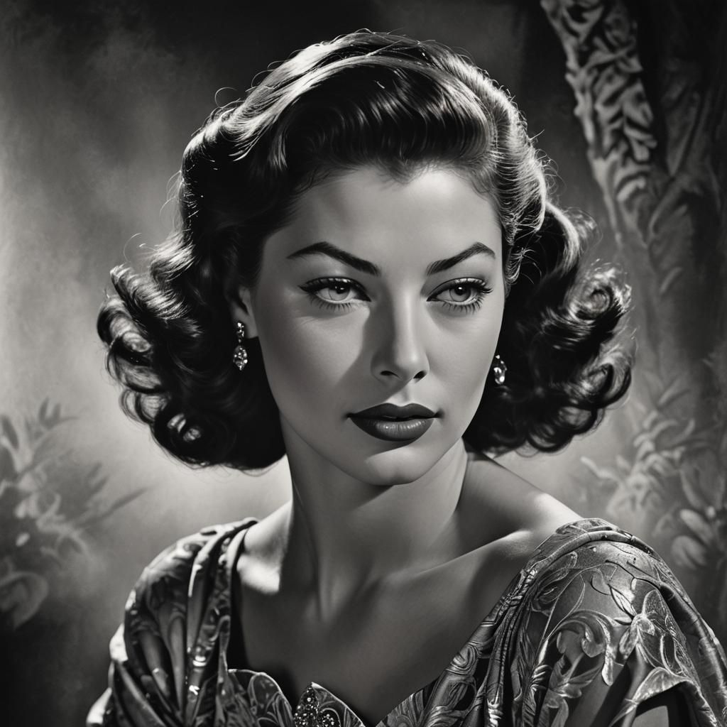 Classic Black and White Portrait in Matte Painting Style