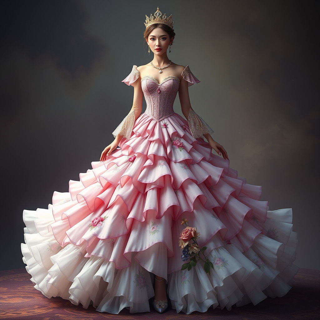Regal Woman in Lavish Gown, Fantasy Concept Art