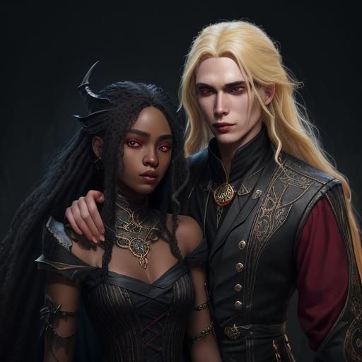 Vampire with Black Bride: Fantasy Concept Art