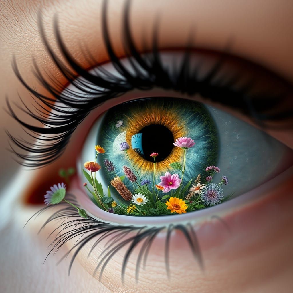 Eye of Whimsy: Vibrant Fantasy Landscape Within