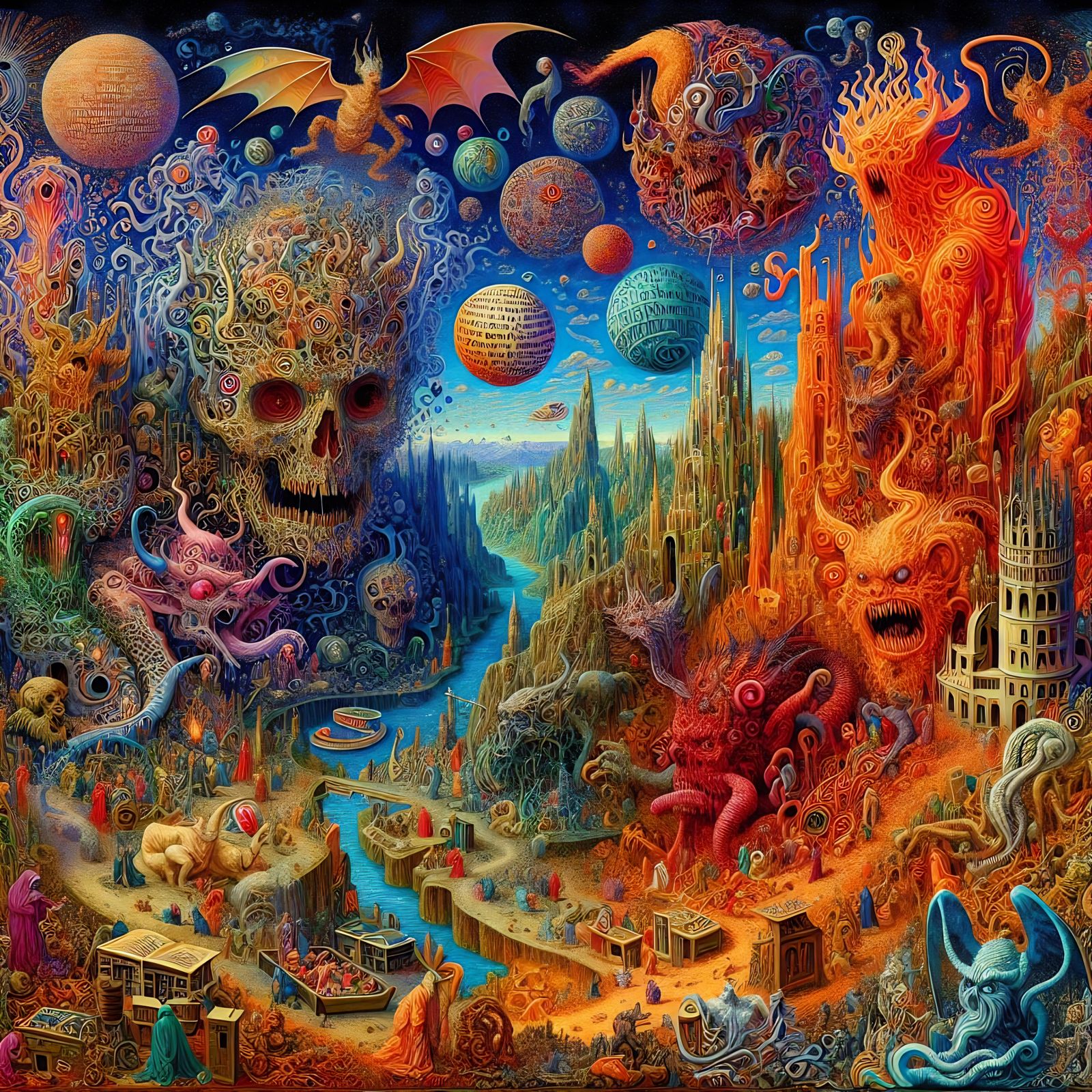 Surreal Hellscape Inspired by Bosch and Ars Goetia