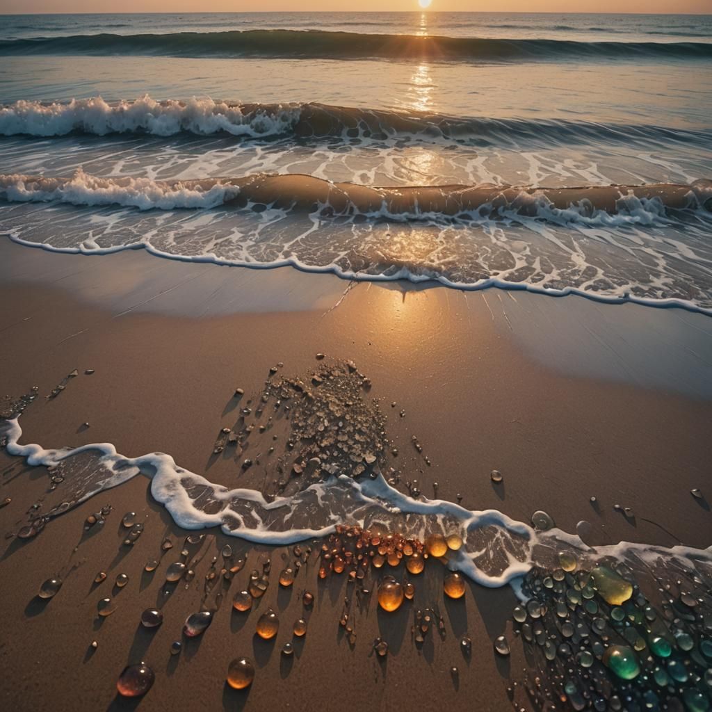 Rainbow Sunrise on Tranquil Beach: Cinematic Photography