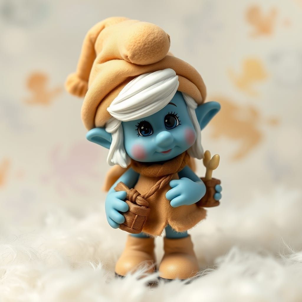 Enchanting Smurf-Inspired Doll in Whimsical Watercolor Style
