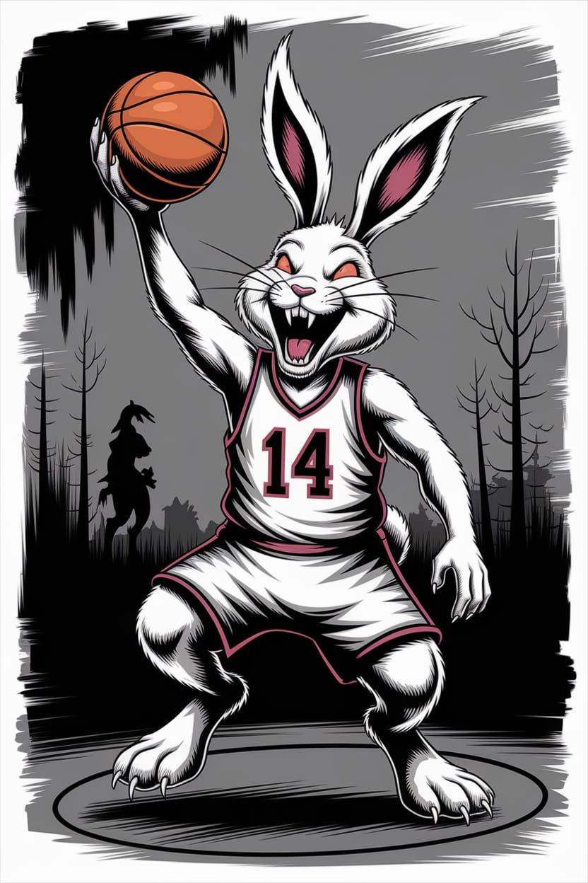 Vampire Easter Bunny Dunks: Ink Wash Art