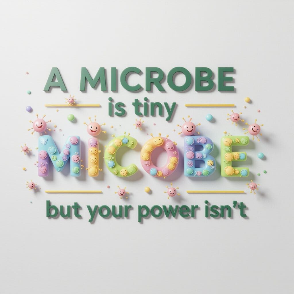 Microbe Slogan: Tiny But Powerful, Hyperrealistic Design