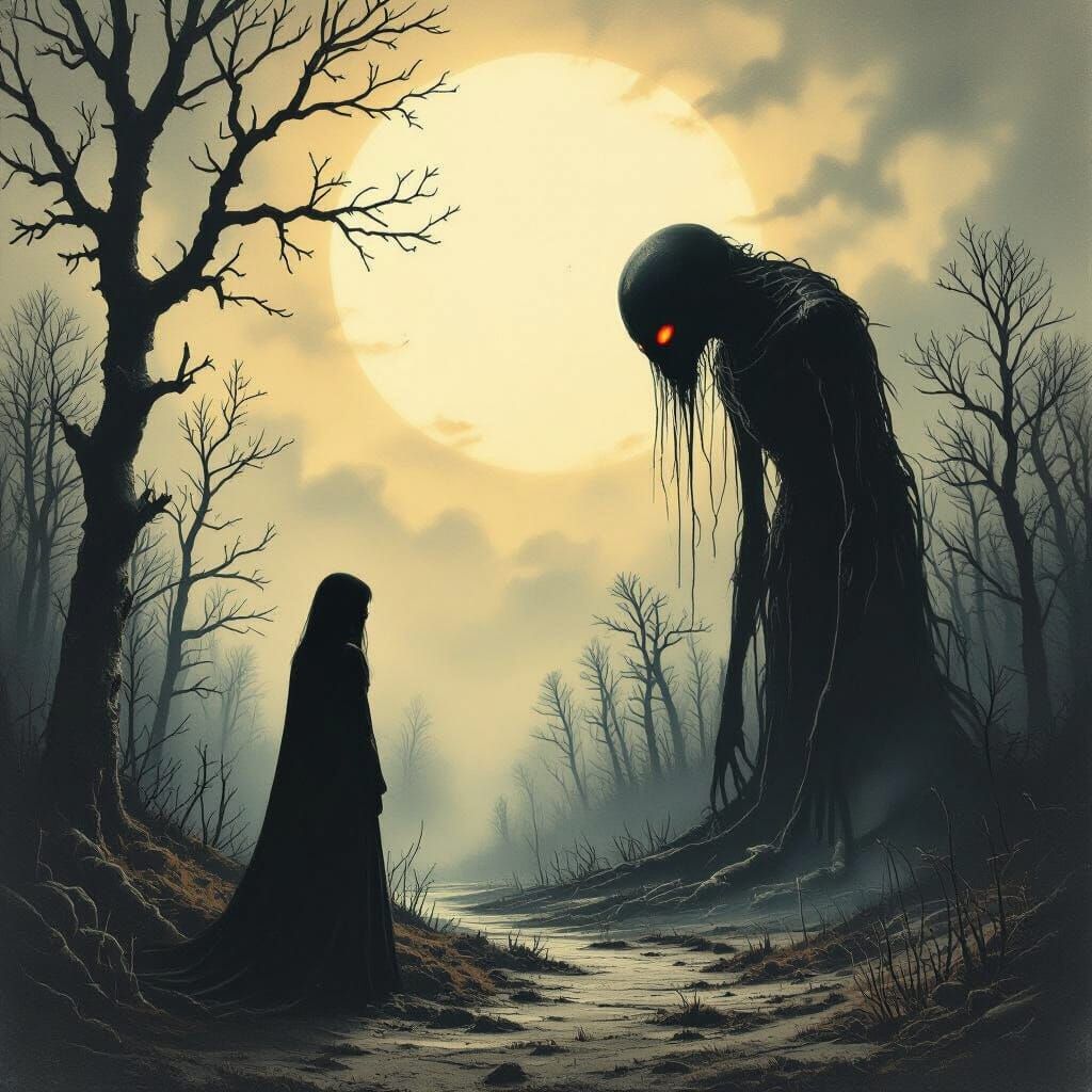 Ominous Horror Scene with Eerie Lighting