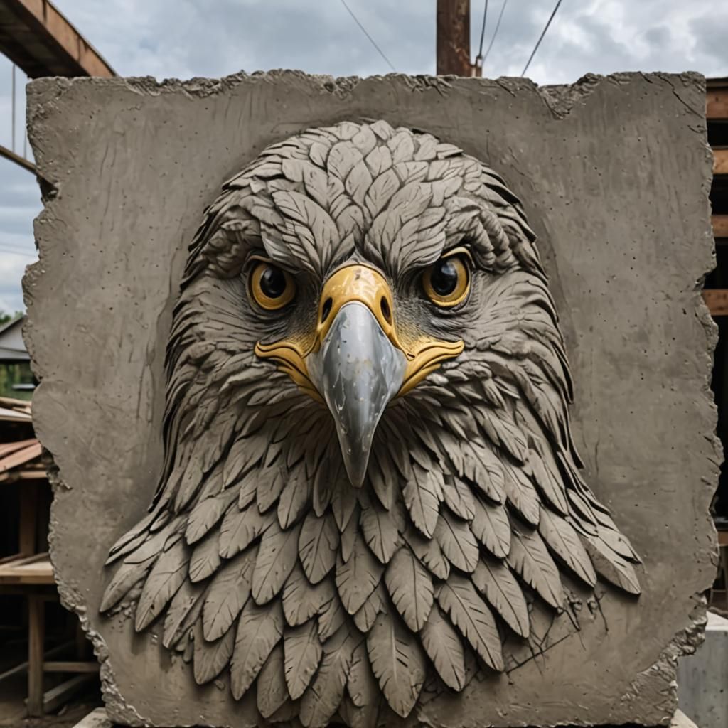 Cement Eagle Portrait Sculpture