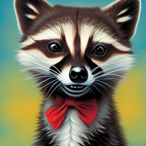 Pinup Raccoon in Expressionist Impasto Style