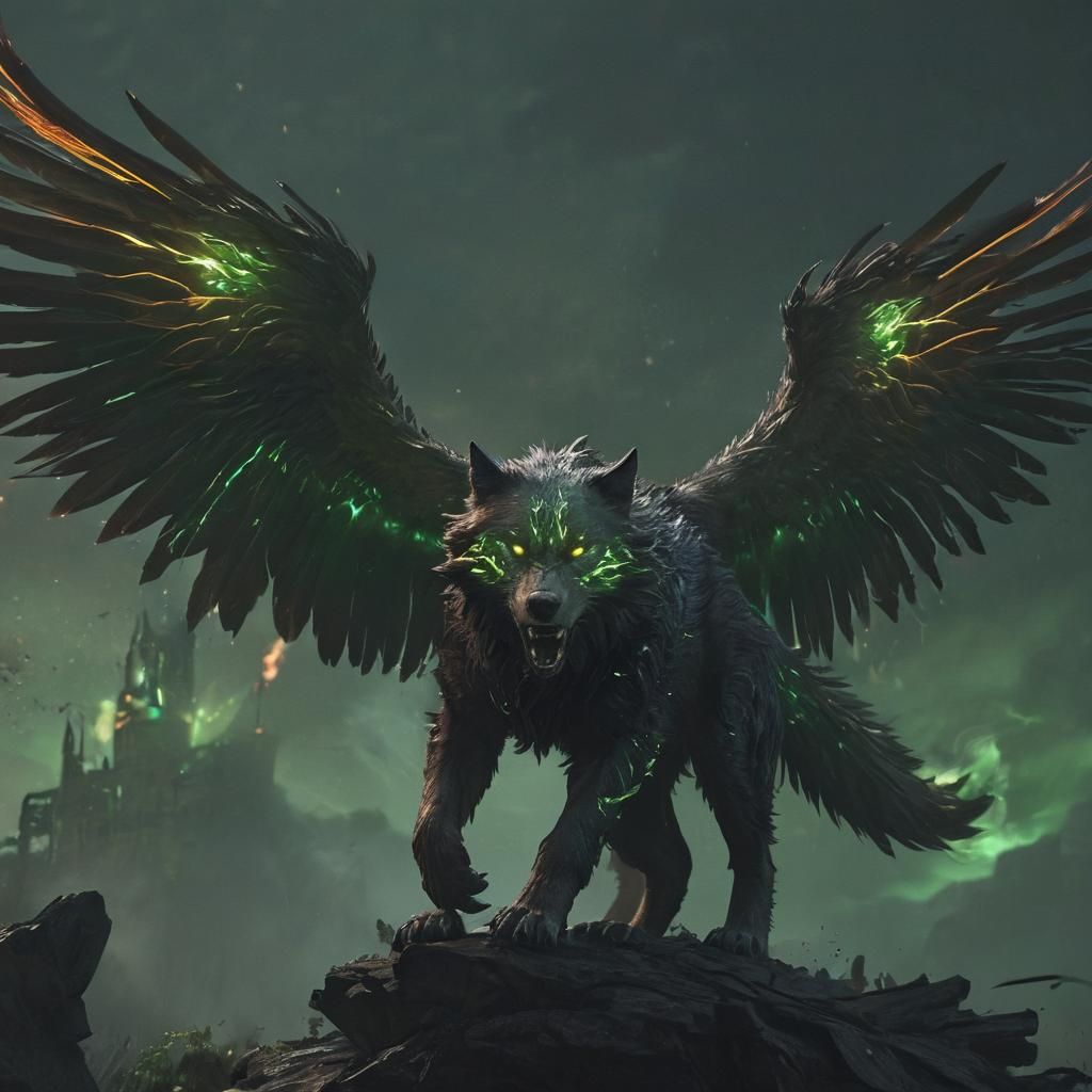 Winged Beast Unleashes Fiery Power: Fantasy Concept Art