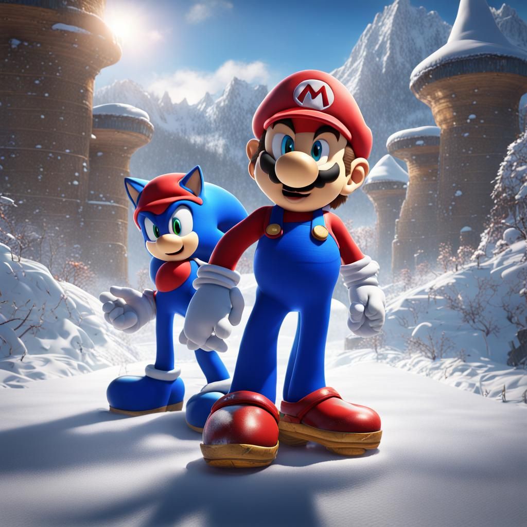 Mario and Sonic in Winter Games: Detailed Art