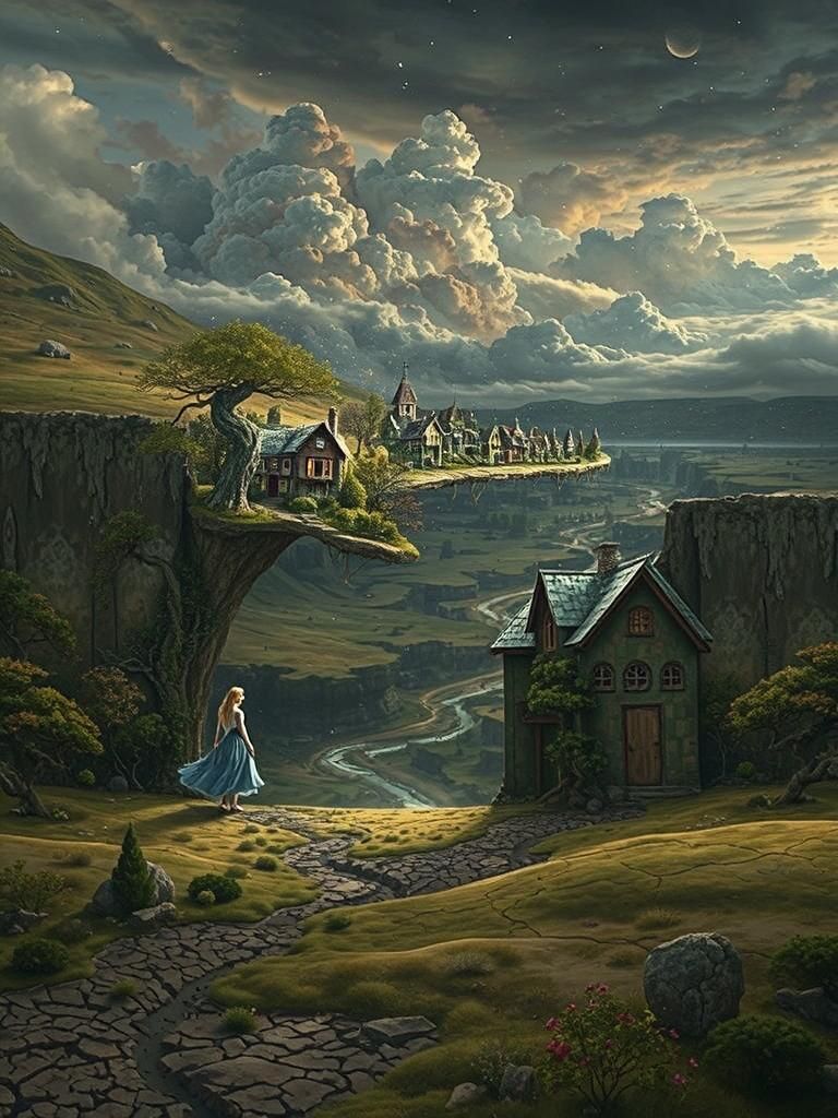 Stargate Dreamscape with Bonsai Trees, in Surreal Style