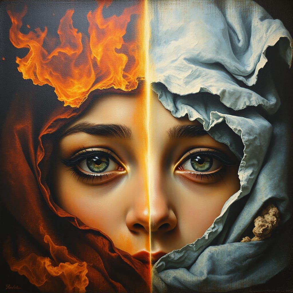 Eyes Transfixed by Fiery and Icy Realms in a Pre-Raphaelite ...